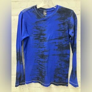 Turbin Blue Black Tie Dye Long Sleeve Top Sz Medium